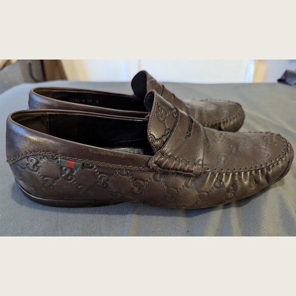 GUCCI - Embossed Guccissima leather loafers - Sz 11 - Picture 10 of 13